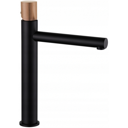 Mexen Elba One vysoká umyvadlová baterie, černá/růžové zlato - 74111-76