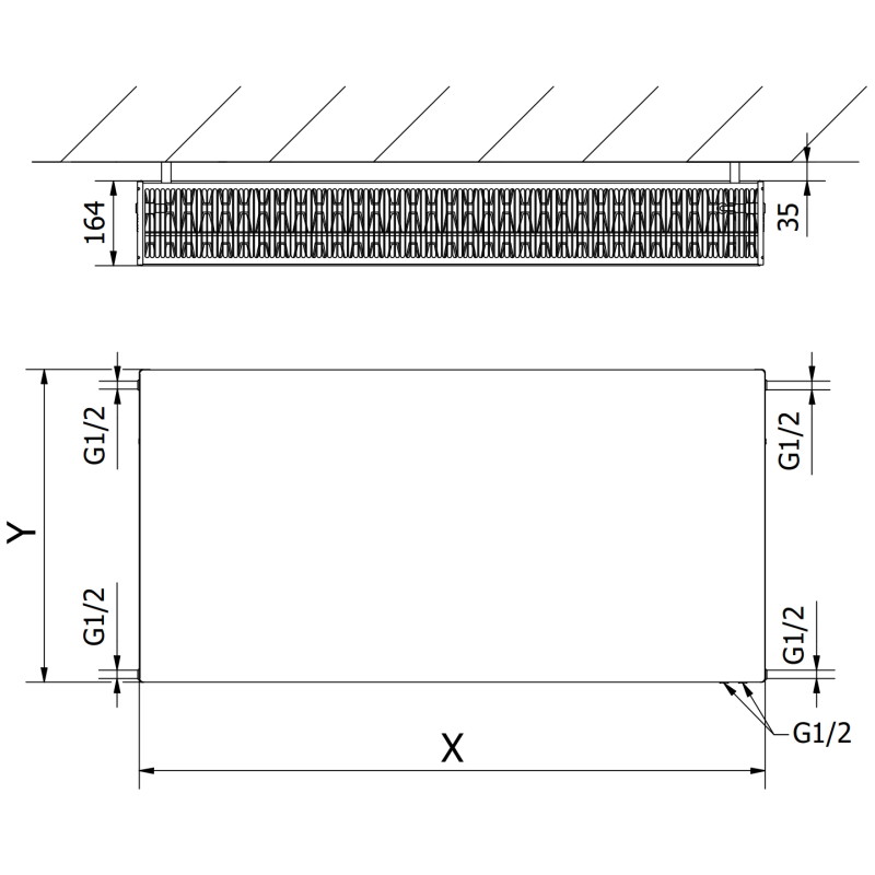 Mexen CVF33 Flat deskový radiátor 300 x 700 mm, spodní připojení, 868 W, černý - W633F-030-070-70