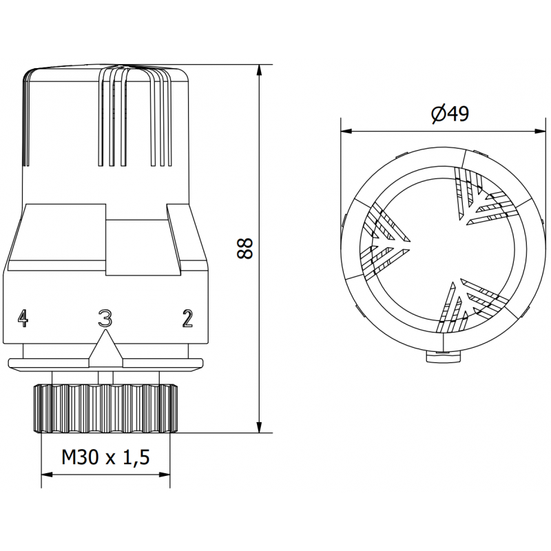Mexen Uni-Term termostatická hlavice k radiátoru, bílá - W908-002-20