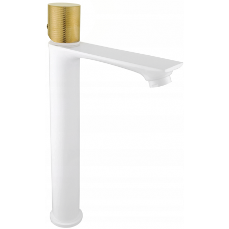 Mexen Royo One vysoká umyvadlová baterie, bílá/zlatá - 72211-25