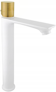 Mexen Royo One vysoká umyvadlová baterie, bílá/zlatá - 72211-25