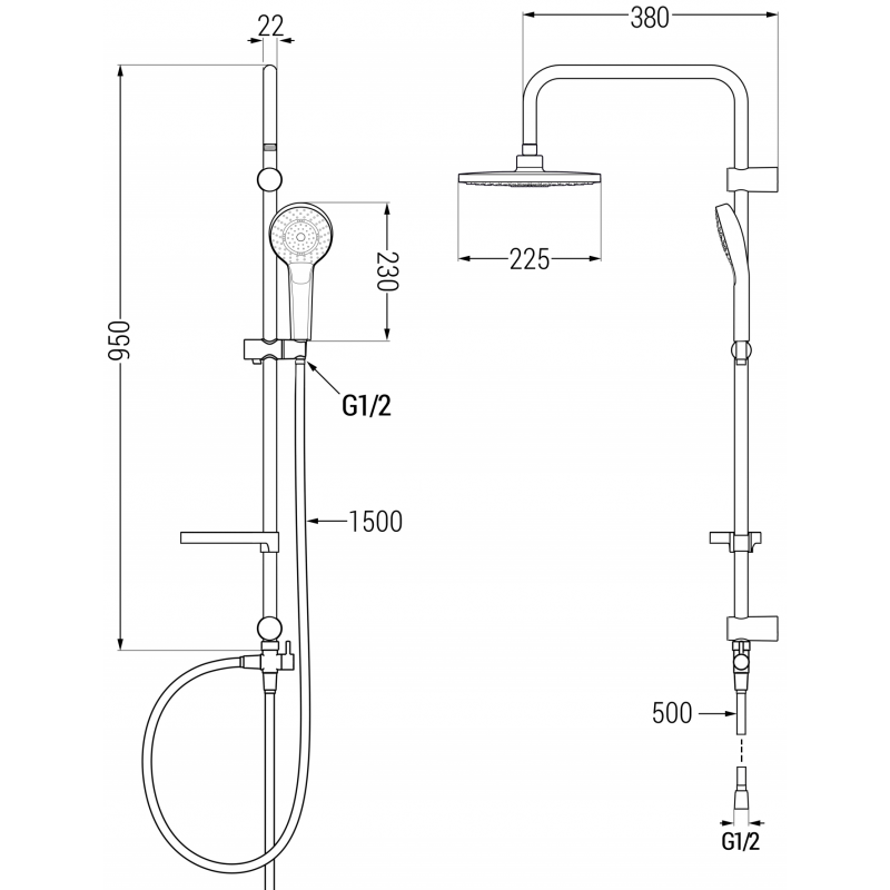 Mexen Erik sprchový sloupek, chrom - 78205-00