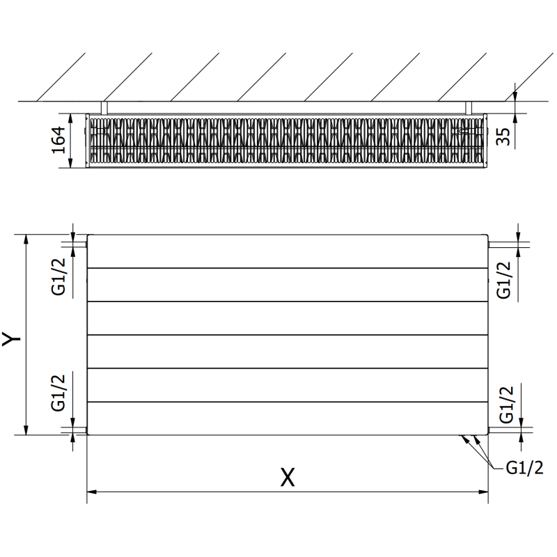 Mexen Line CVL33 deskový radiátor 900 x 1200 mm, spodní připojení, 3601 W, antracit - W633L-090-120-66