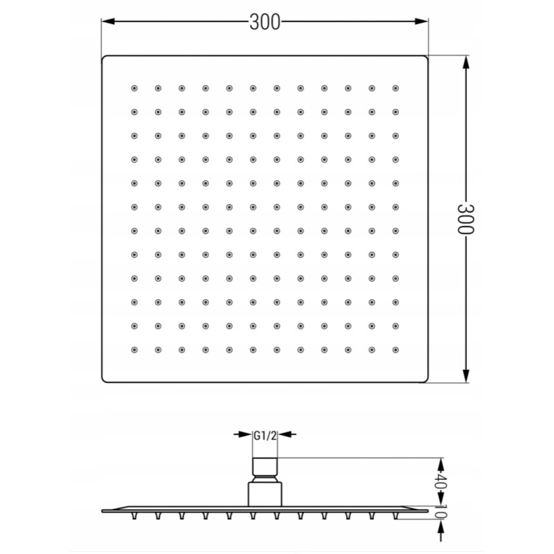 Mexen Slim hlavová sprcha 30 x 30 cm, kartáčovaná zbraňově šedá - 79130-66