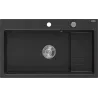 Mexen Omar žulový dřez 1-komorový 800 x 480 mm, černý/stříbrný metalik, sifon chrom - 6520801005-73