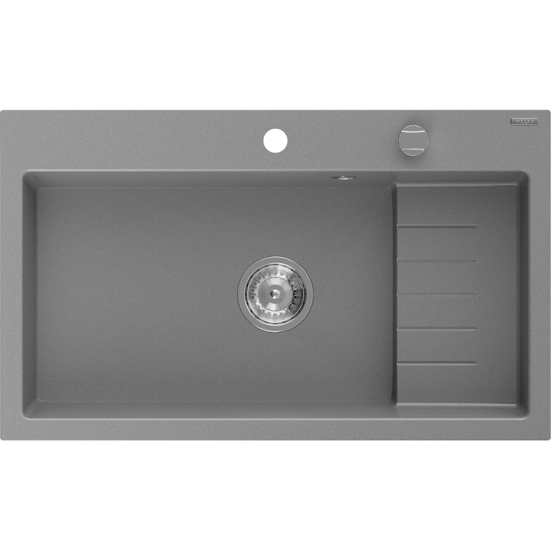 Mexen Omar žulový dřez 1-komorový 800 x 480 mm, šedý, sifon chrom - 6520801005-71
