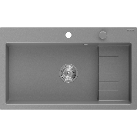 Mexen Omar žulový dřez 1-komorový 800 x 480 mm, šedý, sifon chrom - 6520801005-71
