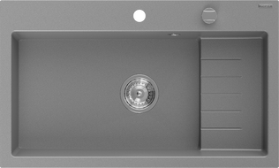 Mexen Omar žulový dřez 1-komorový 800 x 480 mm, šedý, sifon chrom - 6520801005-71