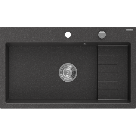 Mexen Omar žulový dřez 1-komorový 800 x 480 mm, černý tečkovaný, sifon chrom - 6520801005-76