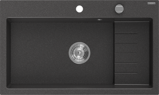 Mexen Omar žulový dřez 1-komorový 800 x 480 mm, černý tečkovaný, sifon chrom - 6520801005-76