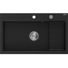 Mexen Omar žulový kuchyňský dřez 1-komorový 800 x 480 mm, černý, sifon chrom - 6520801005-77