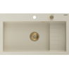 Mexen Omar granitový dřez 1-komorový 800 x 480 mm, béžový, zlatý sifon - 6520801005-69-G