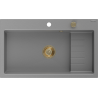 Mexen Omar žulový dřez 1-komorový 800 x 480 mm, šedý, sifon zlatý - 6520801005-71-G