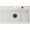 Mexen Omar granitový dřez 1-komorový 800 x 480 mm, bílý, černý sifon - 6520801005-20-B