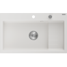Mexen Omar jednokomorový žulový dřez 800 x 480 mm, bílý, chromový sifon - 6520801005-20