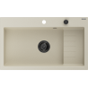 Mexen Omar granitový dřez jednokomorový 800 x 480 mm, béžový, sifon černý - 6520801005-69-B