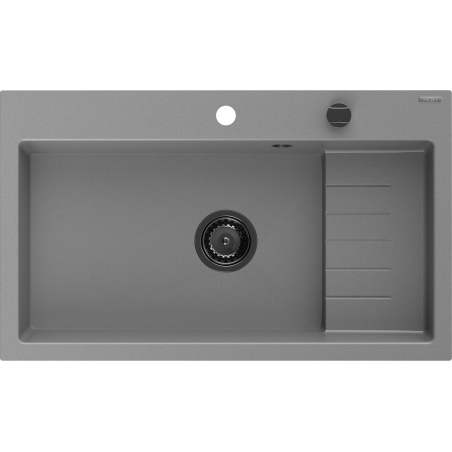 Mexen Omar žulový dřez 1-komorový 800 x 480 mm, šedý, černý sifon - 6520801005-71-B