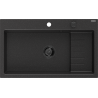 Mexen Omar žulový dřez 1-komorový 800 x 480 mm, černý/stříbrný metalický, černý sifon - 6520801005-73-B