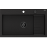 Mexen Omar žulový dřez 1-komorový 800 x 480 mm, černý, černý sifon - 6520801005-77-B