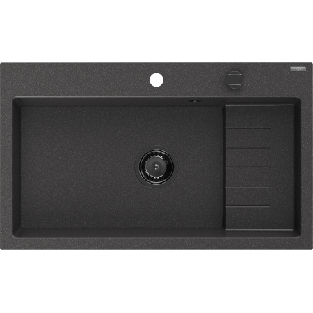 Mexen Omar žulový dřez s jednou komorou 800 x 480 mm, černý skvrnitý, sifon černý - 6520801005-76-B