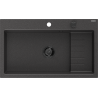 Mexen Omar žulový dřez s jednou komorou 800 x 480 mm, černý skvrnitý, sifon černý - 6520801005-76-B