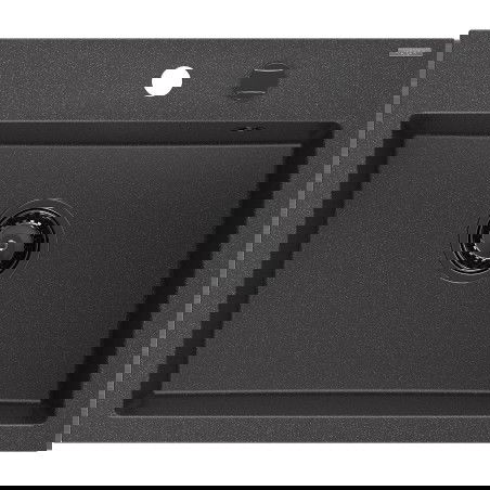 Mexen Oscar granitový dřez 1-komorový 580 x 490 mm, černý skvrnitý, černý sifon - 6519581000-76-B