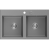 Mexen Hektor žulový dřez dvoukomorový 800 x 480 mm, šedý, sifon chrom - 6521802000-71