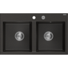 Mexen Hektor granitový dřez s 2 komorami 800 x 480 mm, černý/zlatý metalik, chromový sifon - 6521802000-75