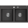Mexen Hektor žulový dřez 2-komorový 800 x 480 mm, černý skvrnitý, sifon chrom - 6521802000-76