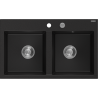 Mexen Hektor dvoukomorový granitový dřez 800 x 480 mm, černý, sifon chrom - 6521802000-77