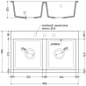 Mexen Hektor granitový dřez 2-komorový 800 x 480 mm, černý/zlatý metalický, sifon zlatý - 6521802000-75-G