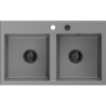 Mexen Hektor granitový dřez 2-komorový 800 x 480 mm, šedý, sifon černý - 6521802000-71-B