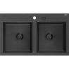 Mexen Hektor granitový dřez 2-komorový 800 x 480 mm, černý se skvrnami, černý sifon - 6521802000-76-B