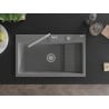 Mexen Omar žulový dřez 1-komorový 800 x 480 mm, šedý, sifon chrom - 6520801005-71