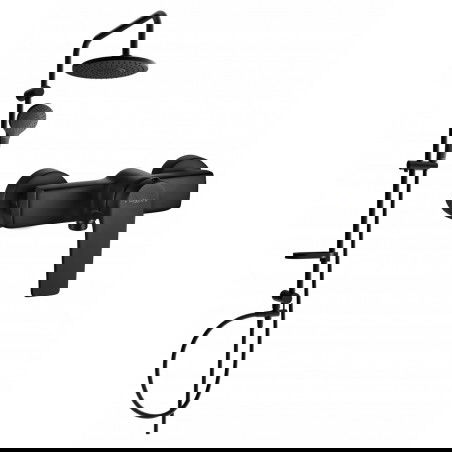 Mexen Erik nástěnná sprchová sada s dešťovou sprchou a sprchovou baterií Lynx, černá - 745940205-70