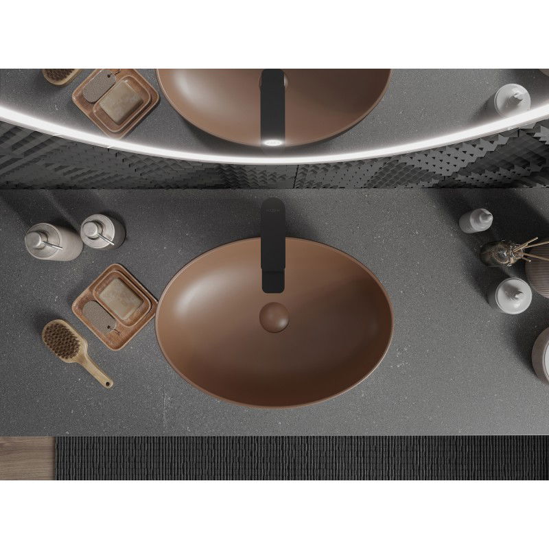 Mexen Cornelia umyvadlo na desku 50 x 37 cm, hnědá mat - 21885068