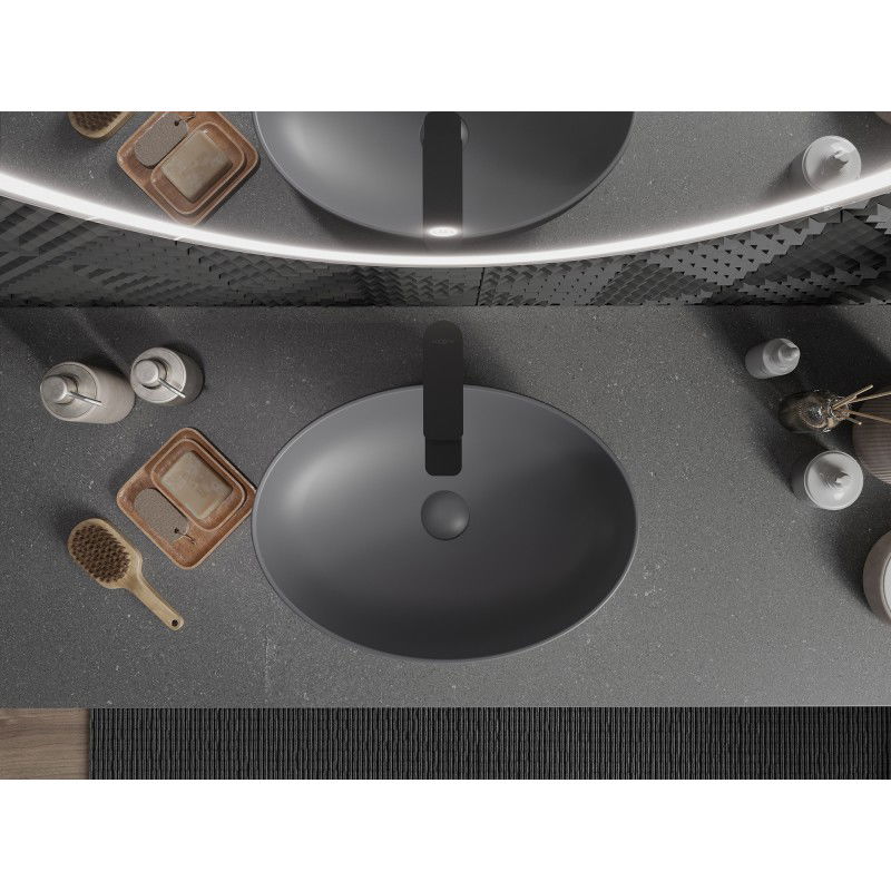 Mexen Cornelia umyvadlo na desku 50 x 37 cm, tmavě šedá mat - 21885071