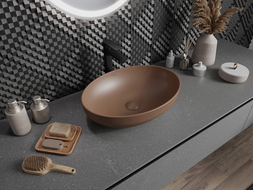 Mexen Cornelia umyvadlo na desku 50 x 37 cm, hnědá mat - 21885068