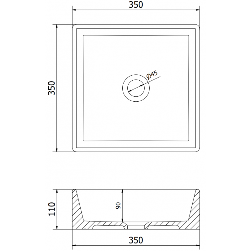 Mexen Goya umyvadlo na desku 35 x 35 cm, černá mat - 22183585