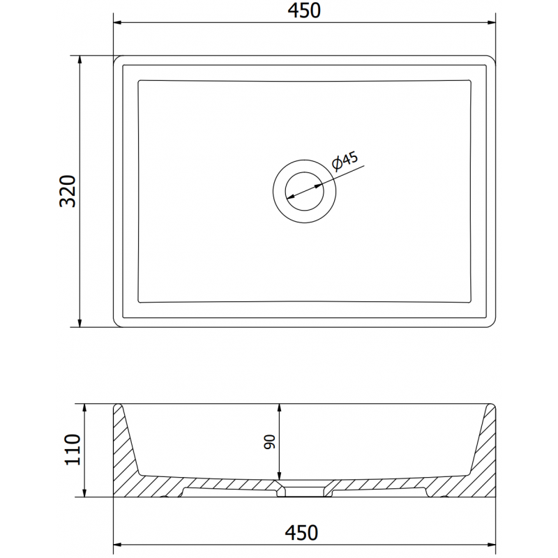 Mexen Goya umyvadlo na desku 45 x 32 cm, světlě šedá matná - 22184561