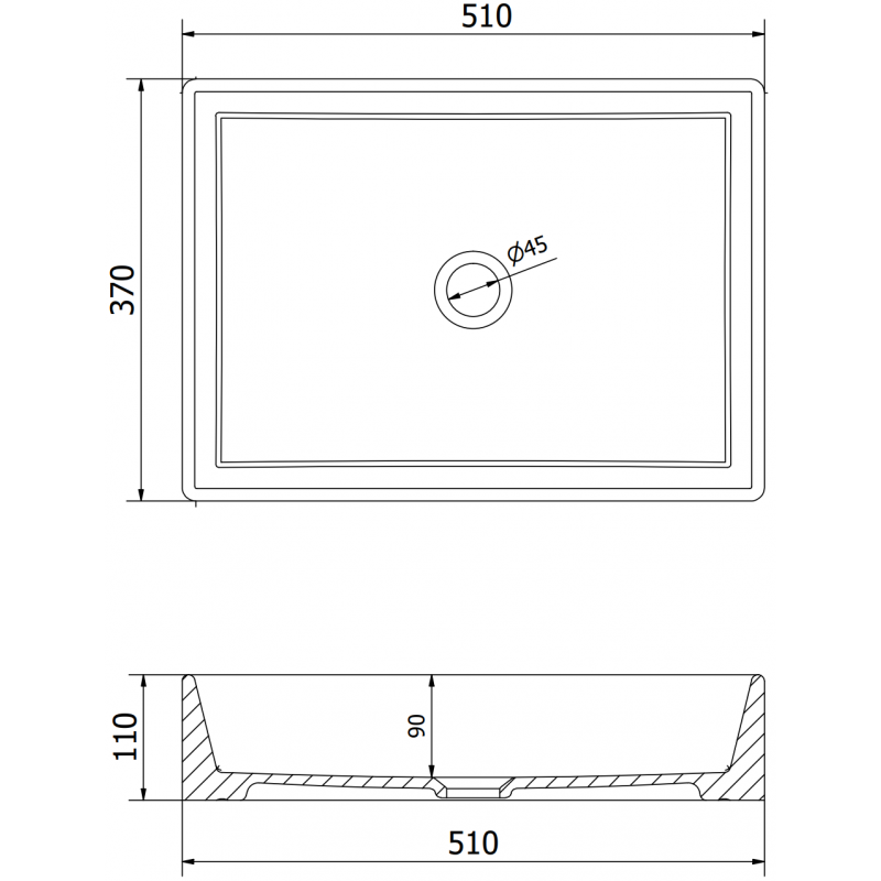 Mexen Goya umyvadlo na desku 51 x 37 cm, světle šedá matná - 22185061