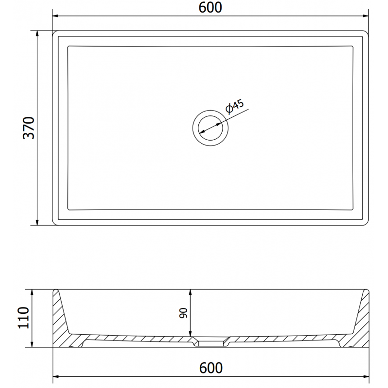 Mexen Goya umyvadlo na desku 60 x 37 cm, světle šedá matná - 22186061