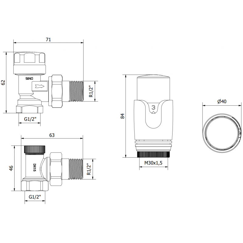 Mexen G00 sada termostatická rohová, chrom - W901-900-01