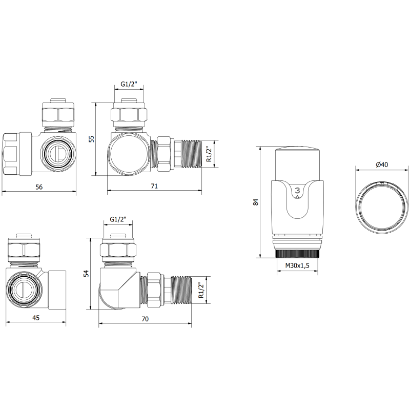 Mexen G00 osová termostatická sada, černá - W903-900-70