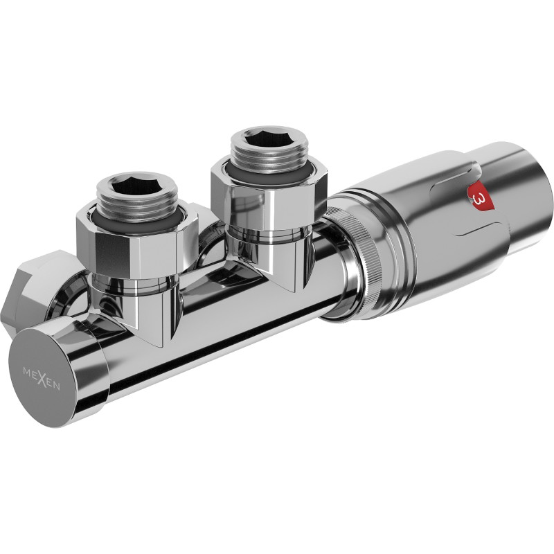 Mexen G00 rohová termostatická sada, Duplex, DN50, chrom - W907-900-01