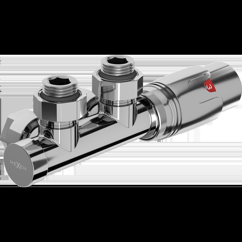 Mexen G00 termostatická rohová sada, Duplex, DN50, chrom - W907-900-01