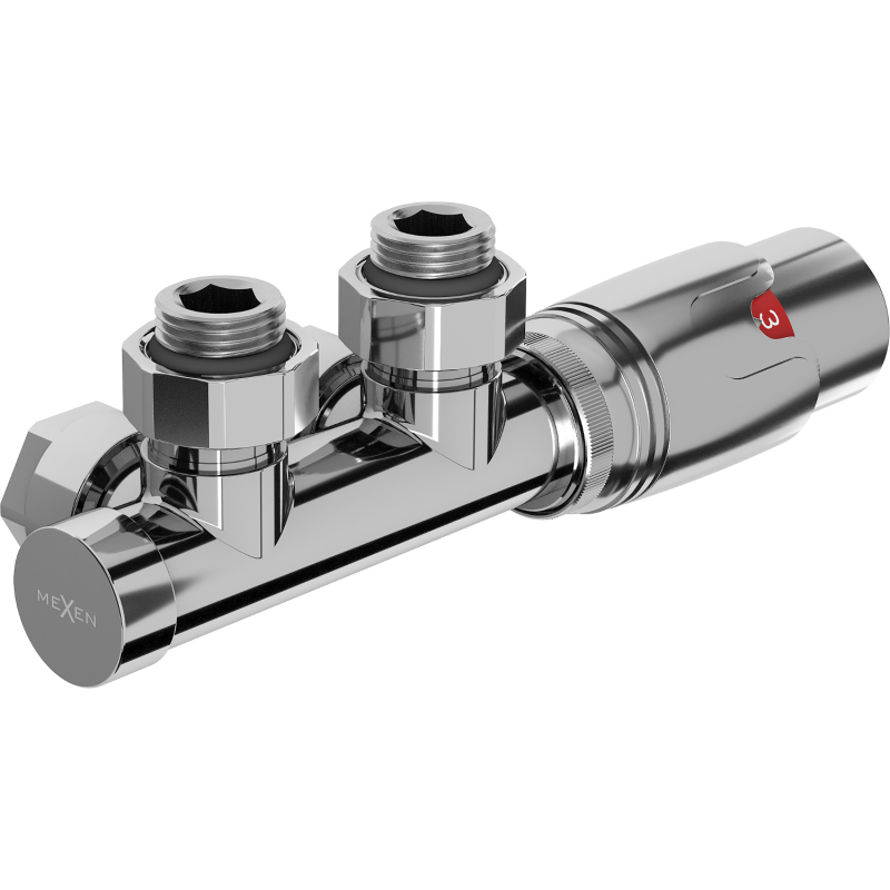 Mexen G00 úhlová termostatická sada, Duplex, DN50, chrom - W907-900-01