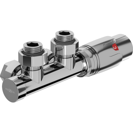 Mexen G00 úhlová termostatická sada, Duplex, DN50, chrom - W907-900-01