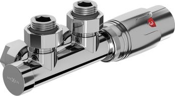 Mexen G00 úhlová termostatická sada, Duplex, DN50, chrom - W907-900-01