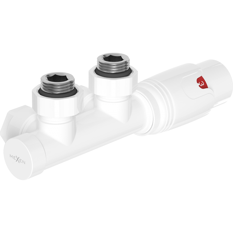 Mexen G00 termostatický rohový set, Duplex, DN50, bílý - W907-900-20